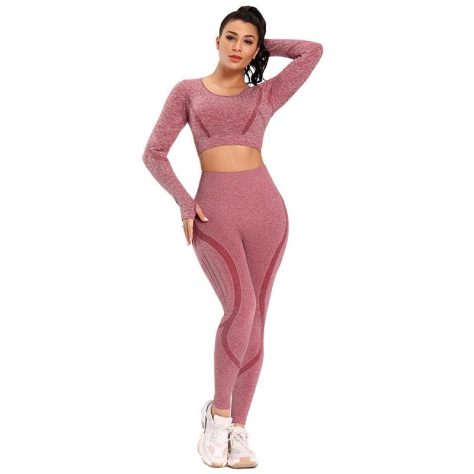 High quality Pink Yoga set Tight And Top - Image 4