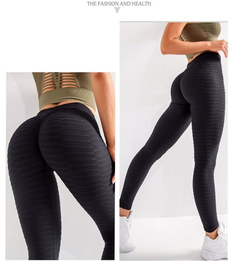 Peachy Butt Hip Lifting High Waist Black Yoga Pants - Image 3