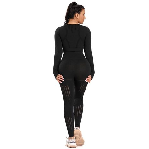 High quality Black Yoga set Tight And Top - Image 5