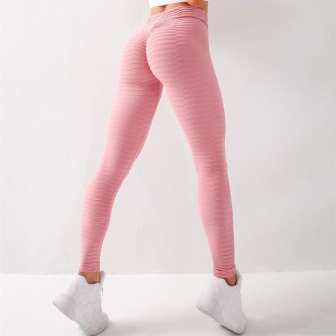 Peachy Butt Hip Lifting High Waist Pink Yoga Pants - Image 2
